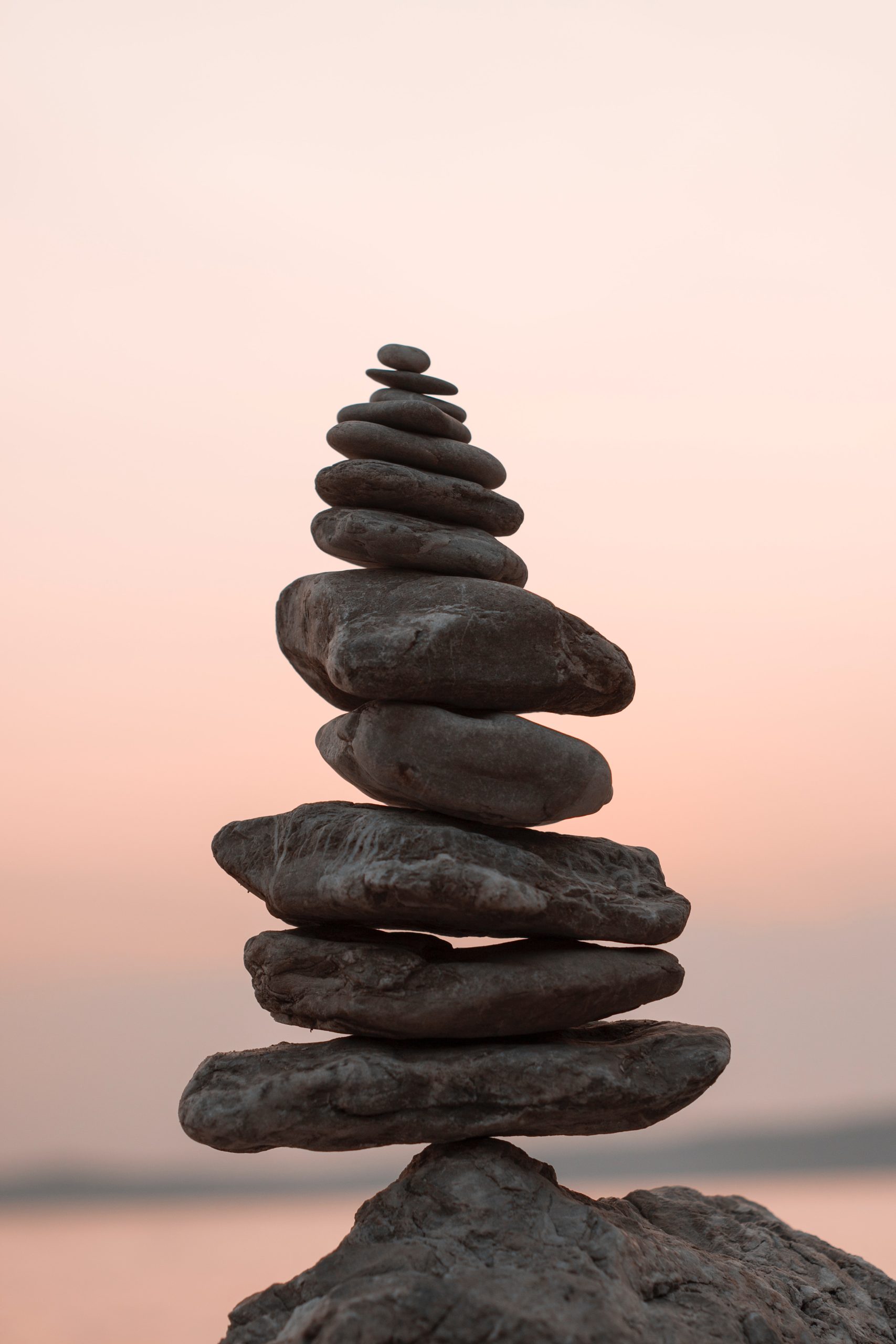 Cairn with a sunset in the background